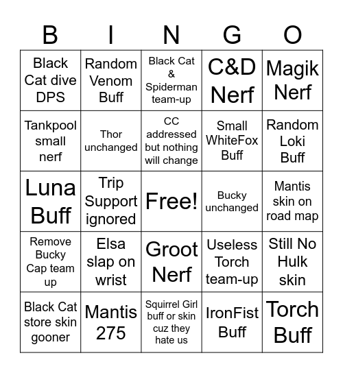 7.5 Bingo Card