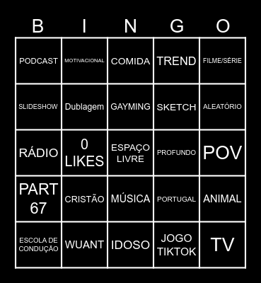TTT Bingo Card