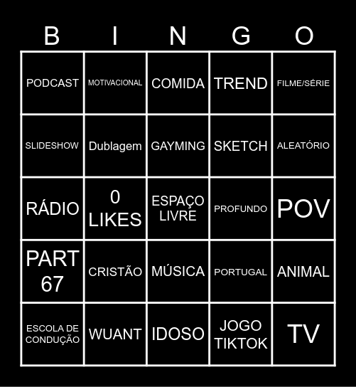 TTT Bingo Card