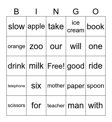 Lesson 93-103 Bingo Card