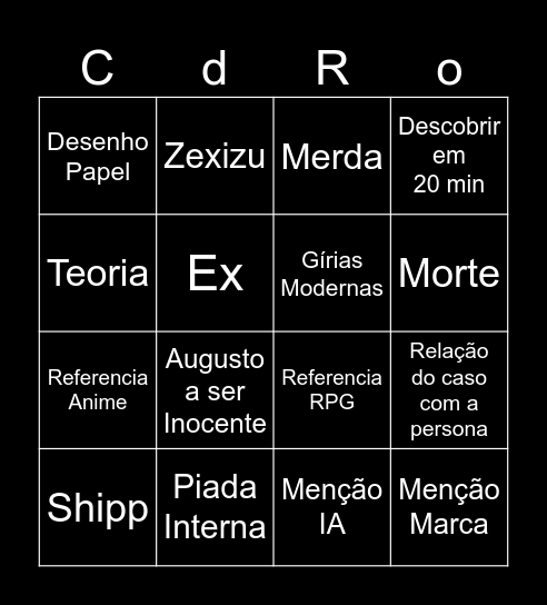 C da Resposta Bingo Card