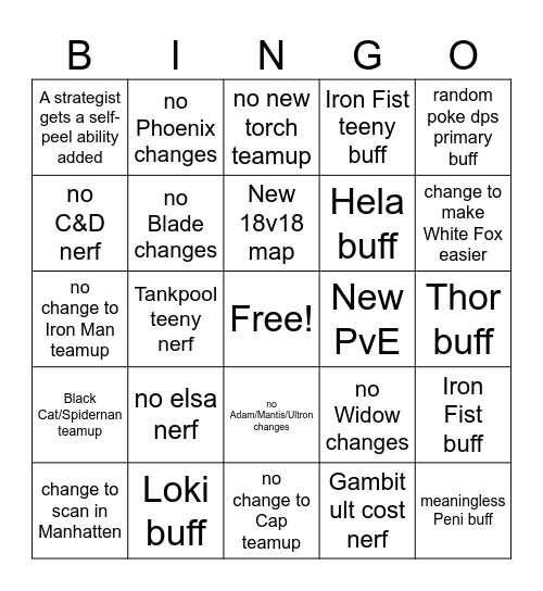 7.5 patch notes Bingo Card