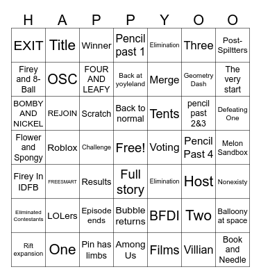 Happy Place Bingo Card