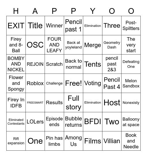 Happy Place Bingo Card