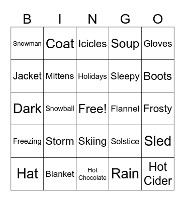 Winter Bingo Card