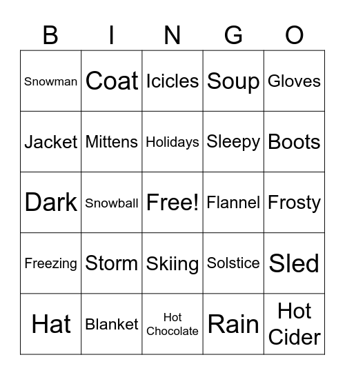 Winter Bingo Card