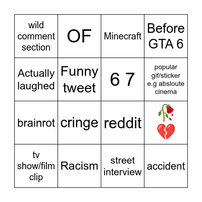 Instagram Reels Bingo Card