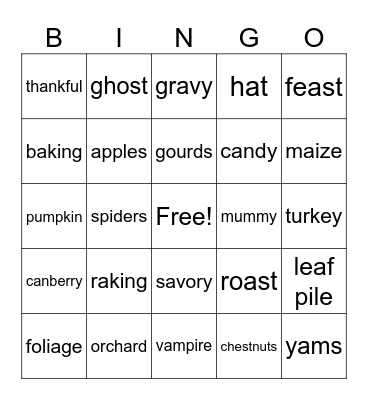 Fall Bingo Card
