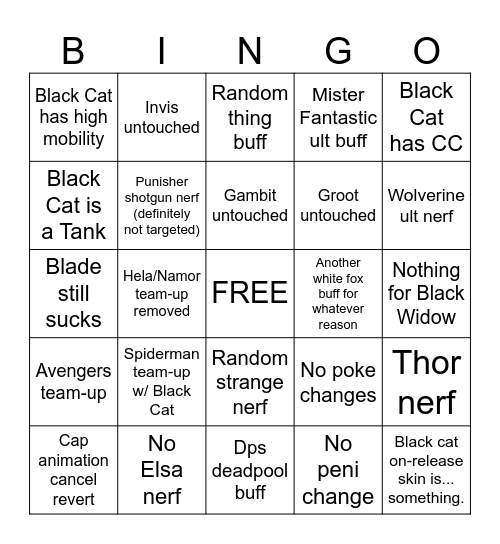 Season 7.5 Bingo Card Bingo Card