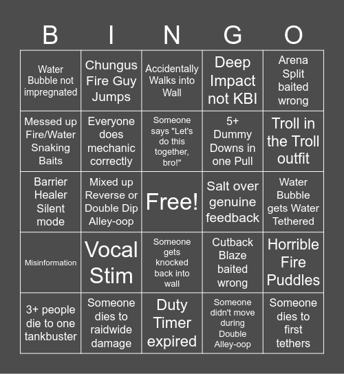 FFXIV Heavyweight M10s Tier Bingo Card
