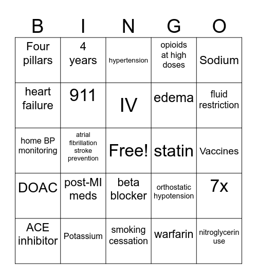 Heart Themed Bingo Card