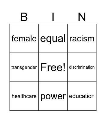 girl power Bingo Card