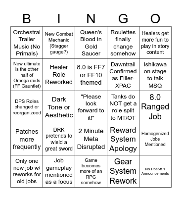 Fan Fest Copium Bingo Card