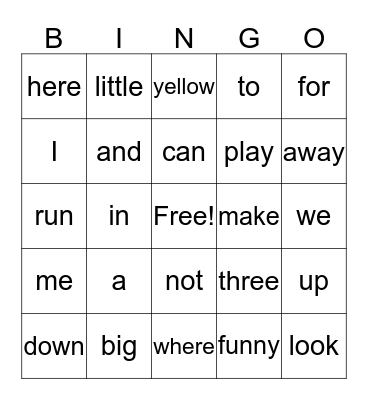 Brady's Bingo Card