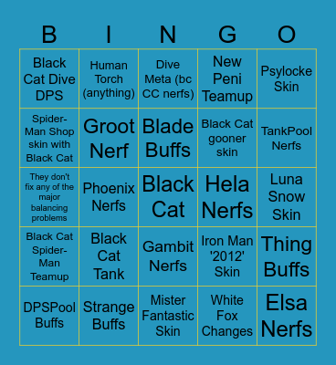 Marvel Rivals Season 7.5 Bingo Card