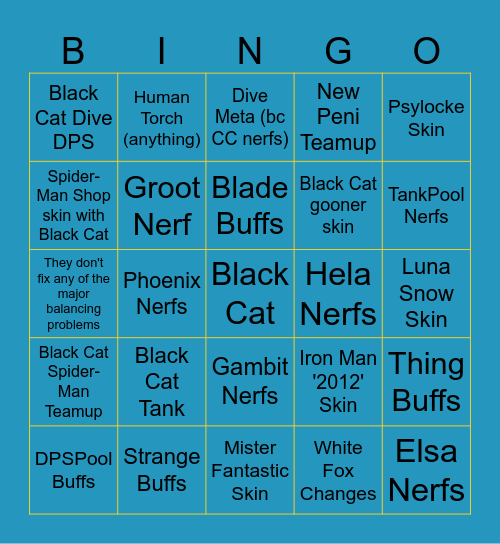 Marvel Rivals Season 7.5 Bingo Card