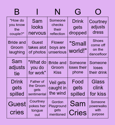 Wedding Bingo! Bingo Card