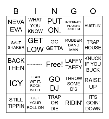 TRAP BINGO Card