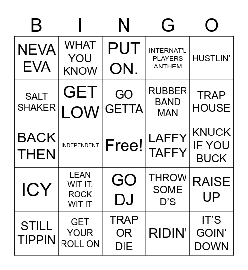 TRAP BINGO Card