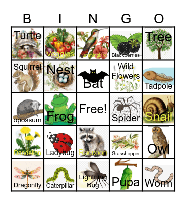 Spring Nature Bingo Card
