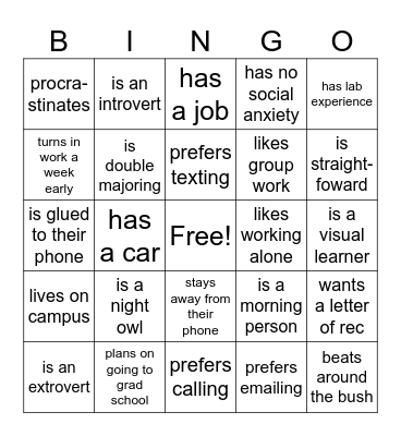 Find Someone Who Bingo Card