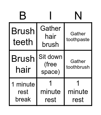 Grooming Bingo Card