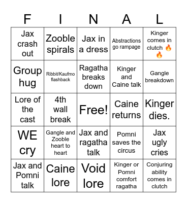 Tadc finale. Bingo Card