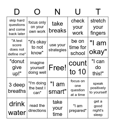 Donut Stress about the Test! Bingo Card