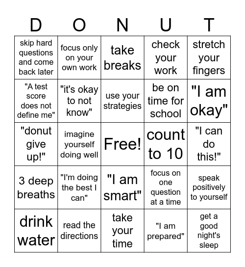 Donut Stress about the Test! Bingo Card