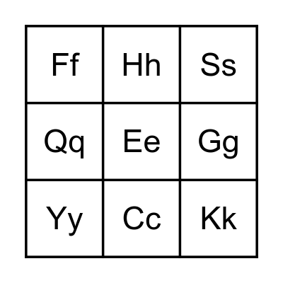 ABC Bingo Card