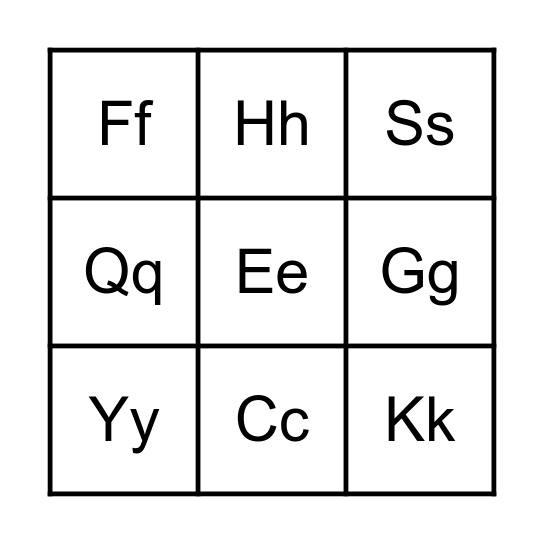 ABC Bingo Card