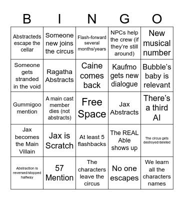 TADC Finale Bingo! Bingo Card
