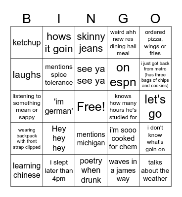 James Bingo Card