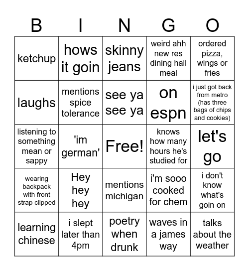 James Bingo Card