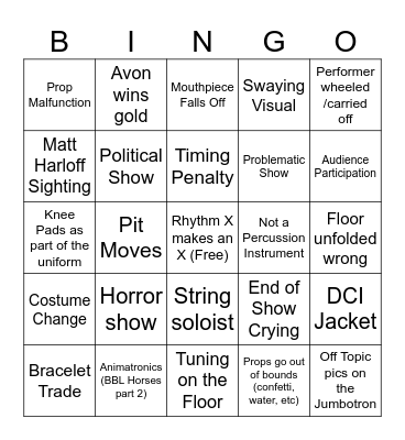 WGI Bingo Card