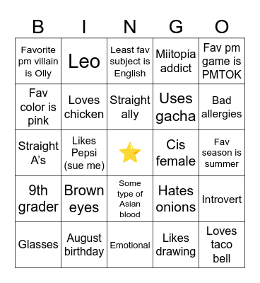 How much do we have in common Bingo Card