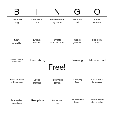 ACCESS Camp Human Bingo Card