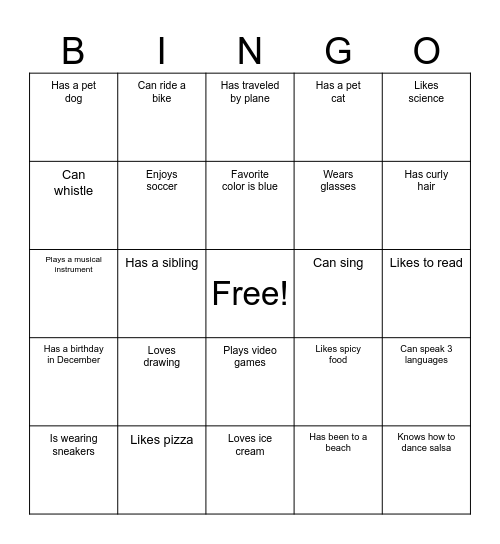 ACCESS Camp Human Bingo Card