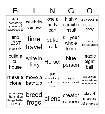 Homestuck Any Game Bingo Card