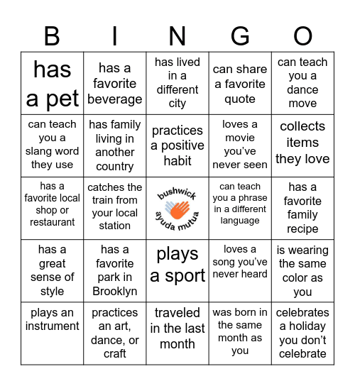 Meet a Neighbor Who... Bingo Card