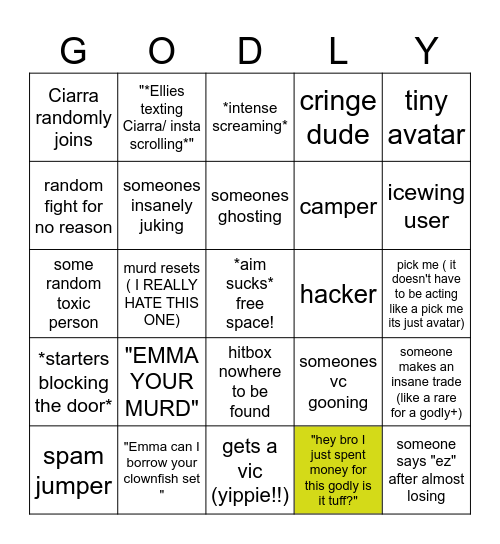 MM2 BINGO Card
