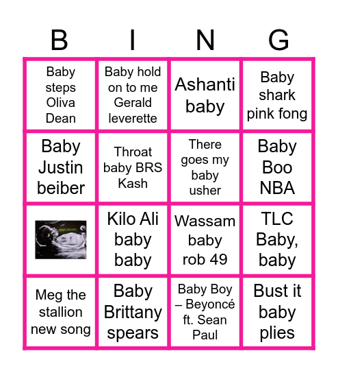 Baby Green's Karaoke BINGO Card