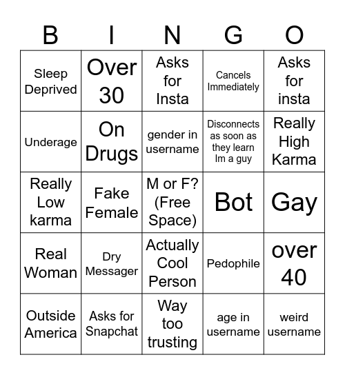 EmeraldChat Bingo Card