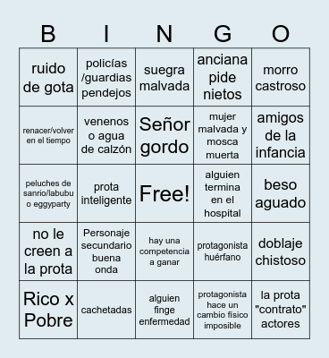 Bingo de novelas chinas Bingo Card