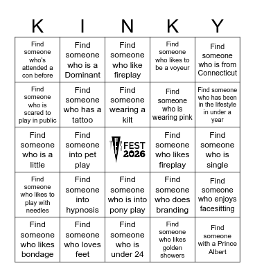 Kinky Bingo Card