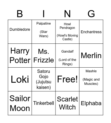 . ݁₊ ⊹ . ݁˖ . ݁Touch of Magic . ݁₊ ⊹ . ݁˖ . ݁ Bingo Card