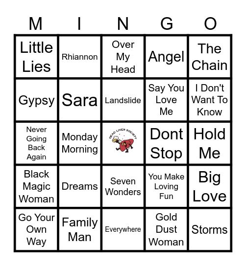 Artist Spotlight Fleetwood Mac Bingo Card