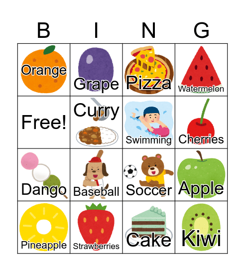 Do you like...? Bingo Card