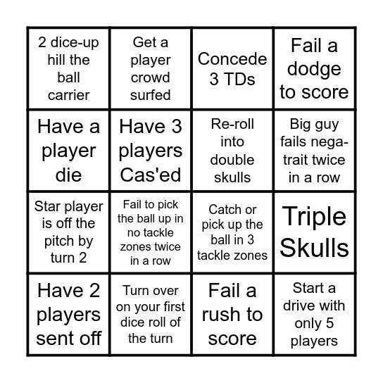 Rebellion Rumble Bingo Card