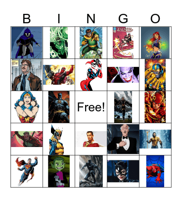 Superhero Bingo Card